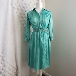 Vintage 80's Turquoise Pleated Dress